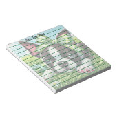 Gepersonaliseerde Boston Terrier-puppy met groene  Notitieblok (Schuin)