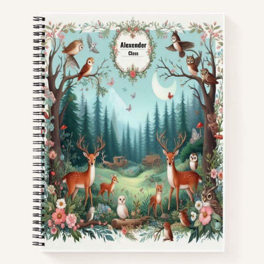 Gepersonaliseerde boswezens betoverde bos notitieboek (Voorkant)