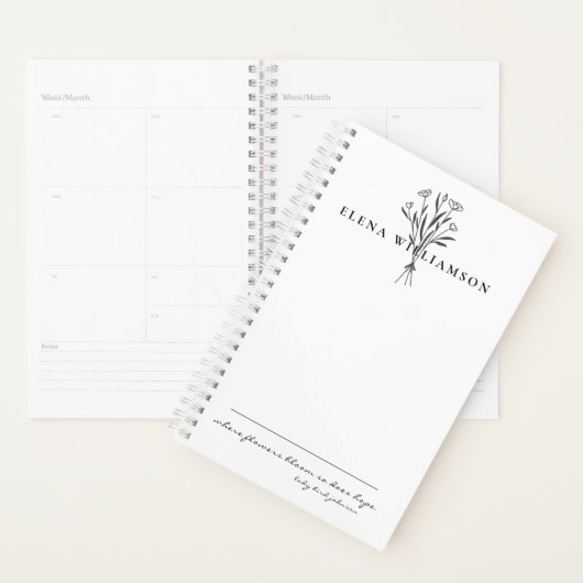 Gepersonaliseerde Botanical Flowers Hope Message Planner (Display)