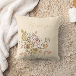 Gepersonaliseerde Botanische Beige I Love You Kuss Kussen