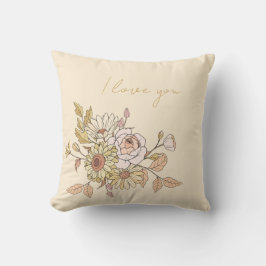 Gepersonaliseerde Botanische Beige I Love You Kuss Kussen