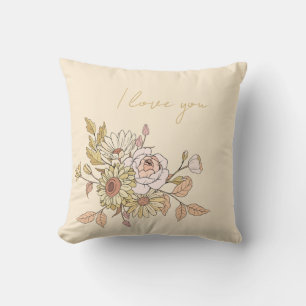 Gepersonaliseerde Botanische Beige I Love You Kuss Kussen