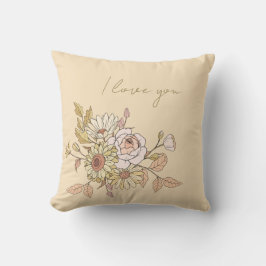 Gepersonaliseerde Botanische Beige I Love You Kuss Kussen