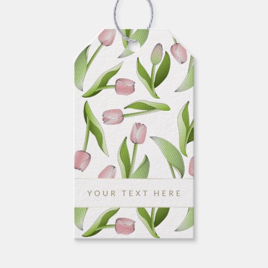 Gepersonaliseerde Botanische Bloem Moderne Roze Tu Cadeaulabel (Voorkant)