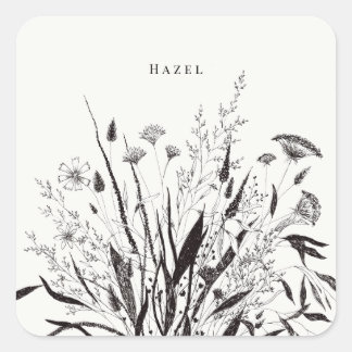 Gepersonaliseerde Botanische Bloemen Boeket Sticke Vierkante Sticker
