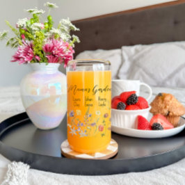 Gepersonaliseerde botanische bloemen Mama's tuin Blikvorm Glas