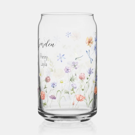 Gepersonaliseerde botanische bloemen Mama's tuin Blikvorm Glas (Achterkant)