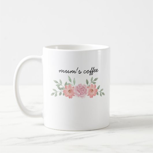 Gepersonaliseerde Botanische Bloemen Mok voor Mama (Links)