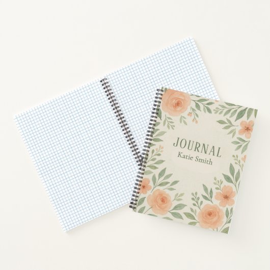 Gepersonaliseerde Botanische Bloemen Waterverf Jou Notitieboek (Binnen)