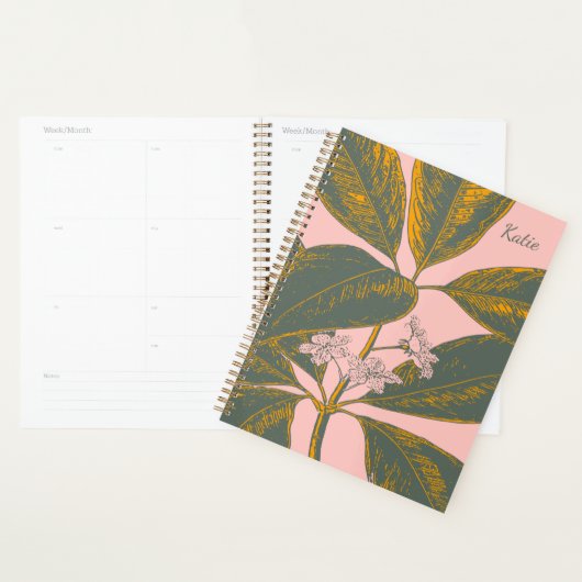Gepersonaliseerde Botanische Blush Goud Niet-gedat Planner (Display)