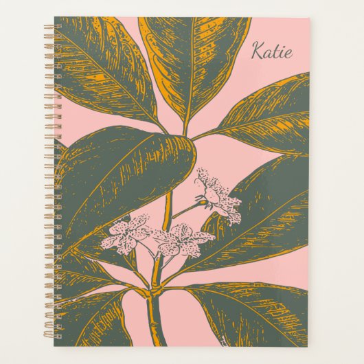 Gepersonaliseerde Botanische Blush Goud Niet-gedat Planner (Voorkant)