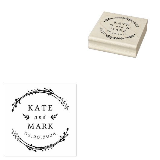 Gepersonaliseerde botanische bruiloft Bewaar de da Rubberstempel (Gestempeld)