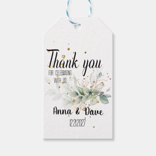 Gepersonaliseerde Botanische bruiloft Dank u gunst Cadeaulabel (Voorkant)