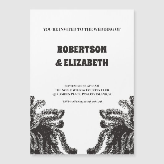 Gepersonaliseerde botanische bruiloft magnetische uitnodiging (Voorkant)