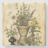 Gepersonaliseerde Botanische Chic Herb Stenen Onderzetter (Voorkant)