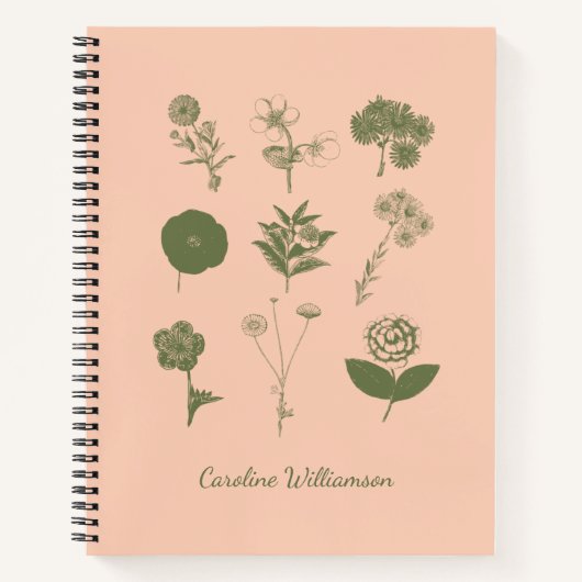 Gepersonaliseerde  Botanische Illustratie Natuur Notitieboek (Voorkant)