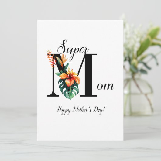 Gepersonaliseerde Botanische Monogram Super Mam (Staand voorkant)