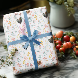 Gepersonaliseerde botanische Romance, namen en fot Cadeaupapier