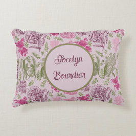 Gepersonaliseerde Botanische Roze Pioen Eucalyptus Accent Kussen