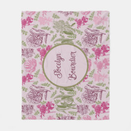 Gepersonaliseerde Botanische Roze Pioen Eucalyptus Fleece Deken