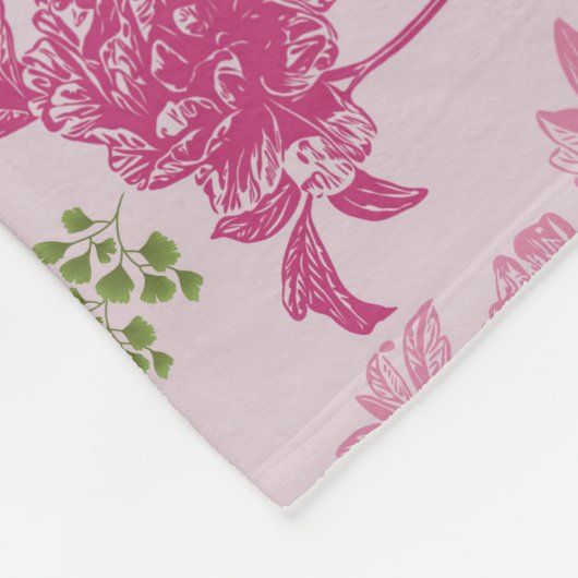 Gepersonaliseerde Botanische Roze Pioen Eucalyptus Fleece Deken (Hoek)