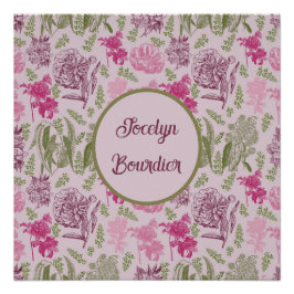 Gepersonaliseerde Botanische Roze Pioen Eucalyptus Perfect Poster