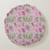 Gepersonaliseerde Botanische Roze Pioen Eucalyptus Rond Kussen (Achterkant)