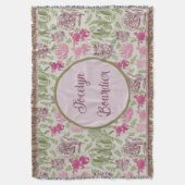 Gepersonaliseerde Botanische Salie Pioen Eucalyptu Deken (Voorkant Verticaal)