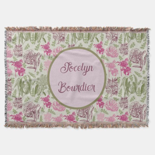 Gepersonaliseerde Botanische Salie Pioen Eucalyptu Deken (Voorkant)