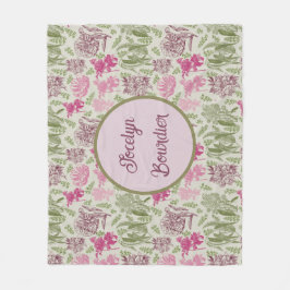 Gepersonaliseerde Botanische Salie Pioen Eucalyptu Fleece Deken