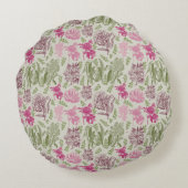 Gepersonaliseerde Botanische Salie Pioen Eucalyptu Rond Kussen (Achterkant)