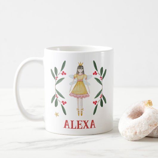 Gepersonaliseerde Botanische Schattigee Ballerina  Koffiemok (Met donut)