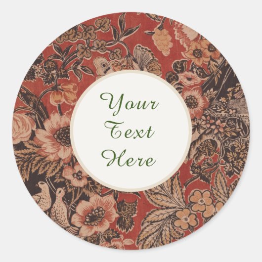 Gepersonaliseerde  botanische Victoriaans tijdperk Ronde Sticker (Voorkant)