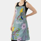 Gepersonaliseerde Botanische  Vogels Bloemen Schort (Insitu)