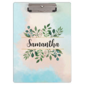 Gepersonaliseerde botanische Waterverf met naam Klembord (Voorkant)