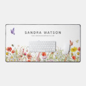 Gepersonaliseerde Botanische Waterverf Wildflower Bureaumat (Keyboard & Muis)
