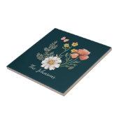 Gepersonaliseerde Botanische Wildbloem Bloem Boho Tegeltje (Zijkant)