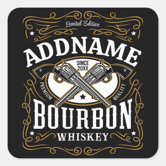 Gepersonaliseerde Bourbon Pistolen Whiskey Label (Voorkant)