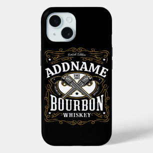 Gepersonaliseerde Bourbon  Pistolen Whiskey Label iPhone 15 Case