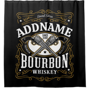 Gepersonaliseerde Bourbon Pistolen Whiskey Label Douchegordijn