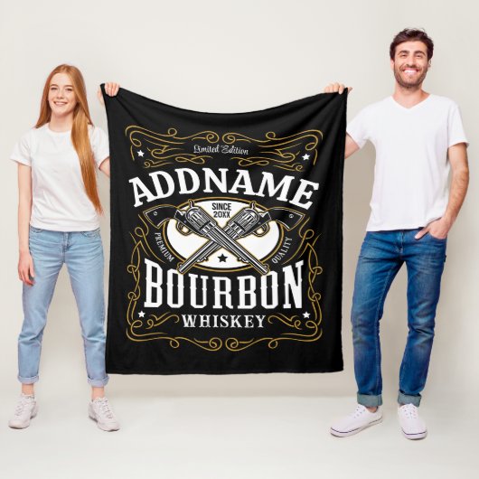 Gepersonaliseerde Bourbon  Pistolen Whiskey Label Fleece Deken (In situ)