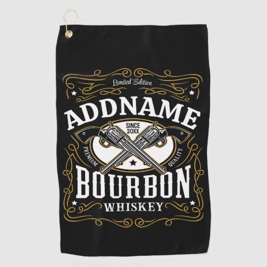 Gepersonaliseerde Bourbon  Pistolen Whiskey Label Golfhanddoek (Voorkant)