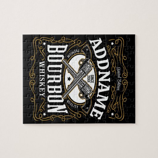 Gepersonaliseerde Bourbon Pistolen Whiskey Label Legpuzzel (Horizontaal)
