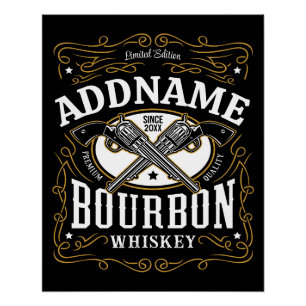 Gepersonaliseerde Bourbon  Pistolen Whiskey Label Perfect Poster