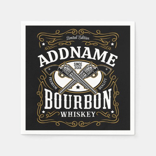 Gepersonaliseerde Bourbon  Pistolen Whiskey Label Servet (Voorkant)