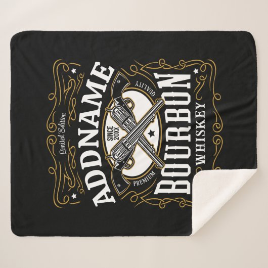Gepersonaliseerde Bourbon  Pistolen Whiskey Label Sherpa Deken (Voorkant (horizontaal))