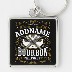 Gepersonaliseerde Bourbon  Pistolen Whiskey Label Sleutelhanger