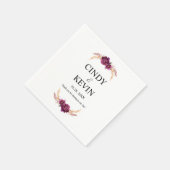 Gepersonaliseerde Bourgogne Blossom Trouwpapier Servet (Hoek)