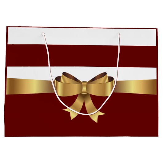 Gepersonaliseerde Bourgogne Bold Stripes Golden BO Groot Cadeauzakje (Achterkant)