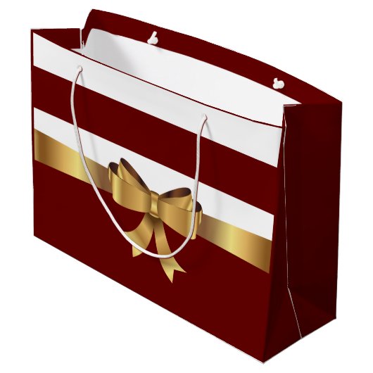 Gepersonaliseerde Bourgogne Bold Stripes Golden BO Groot Cadeauzakje (Achterkant Gekanteld)